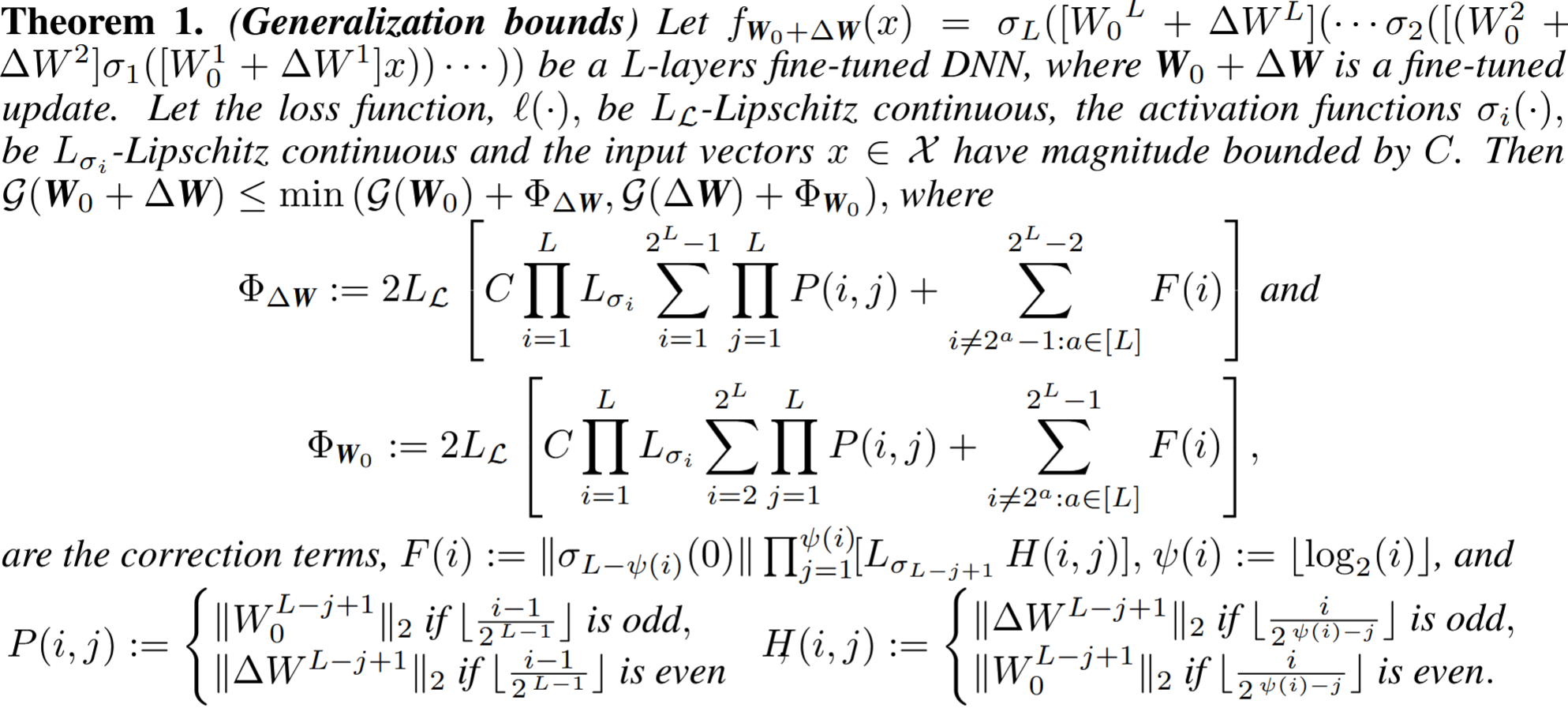 Generalization error upper bound theorem